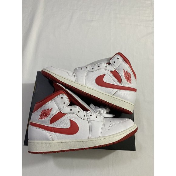 New Mens Size 12 White Red Nike Air Jordan 1 Mid SE Basketball Shoes FJ3458 160 main image 8